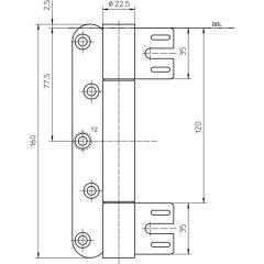 Objektband VN 8938/160 FD STA m.vern.160kg 22,5mm DIN L/R | 2 Stück
