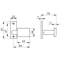 Türknopf 485 LM F1/silberf.gekr.ktg fest B.65mm H.44mm AMF