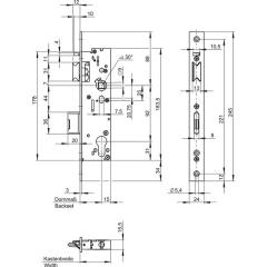 Panik-Einsteckschloss 7667 Fkt.E ktg 24x245 mm/30/92 DIN L/R VA 30mm WILKA