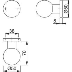 Hoppe - Knopfrosette 50/11 Alu.F1 Aufnahme M12 Kugelknopf